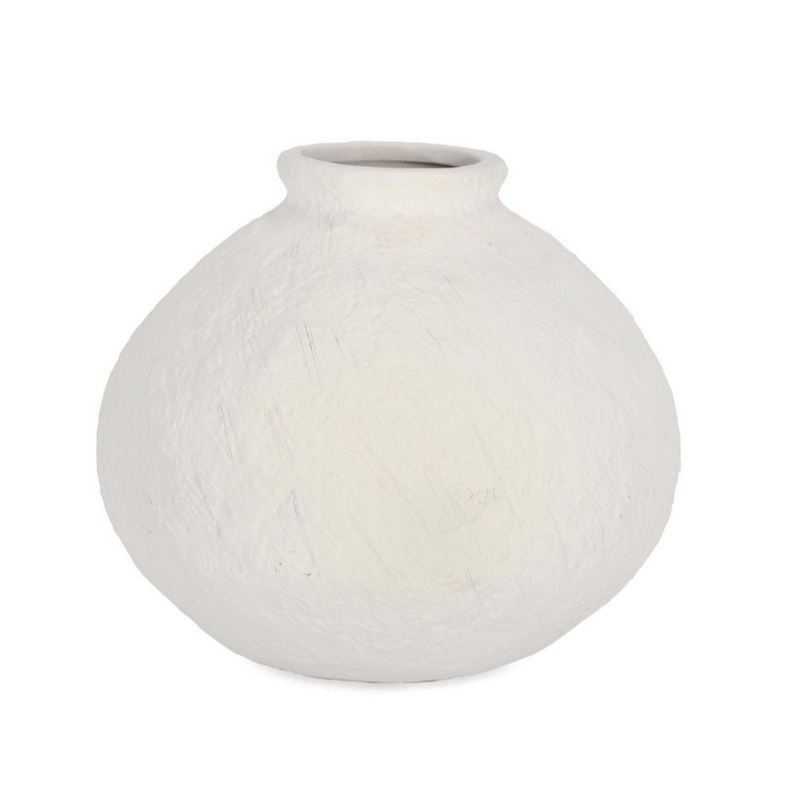 Vaso in porcellana bianca irregolare tondo